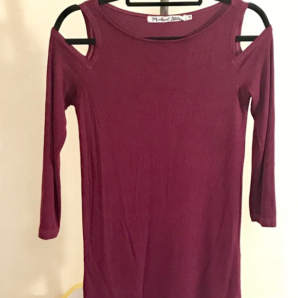 Michael Stars Cold Shoulder Top burgundy - Picture 2 of 6